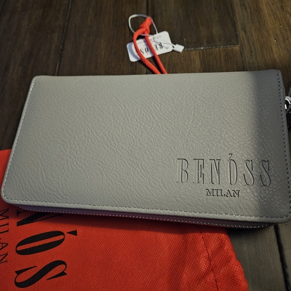 Benoss Milan Zip Around Wallet Gray Vegan Clutch - Picture 5 of 9